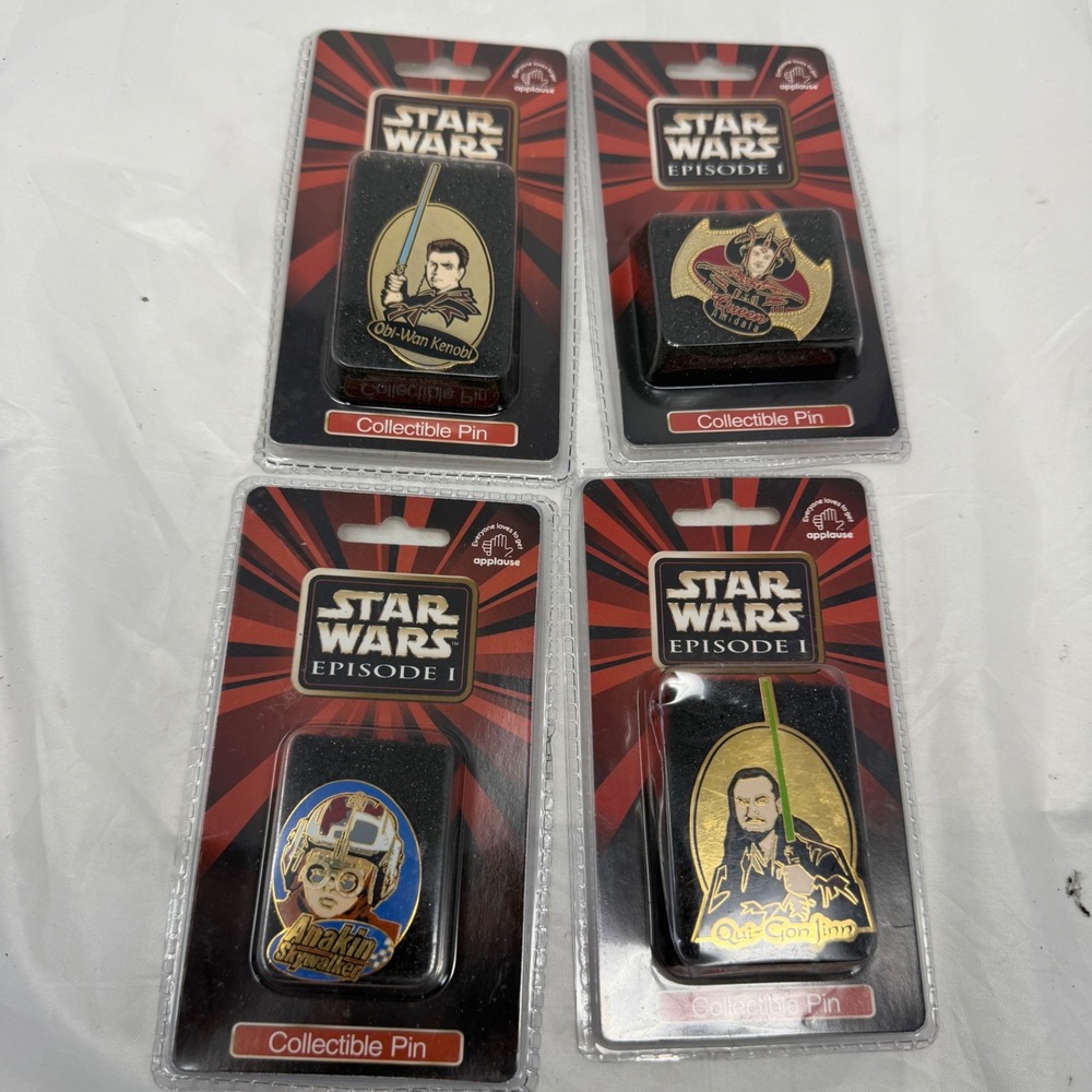 Vintage Star Wars Episode I Applause Cloisonne Pin lot Anakin Amidala Obi-Wan